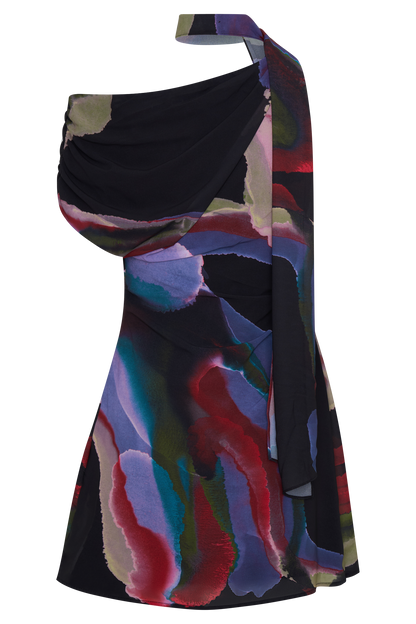 Daisie Chiffon Mini Dress - Multi Fluid Reverie Print