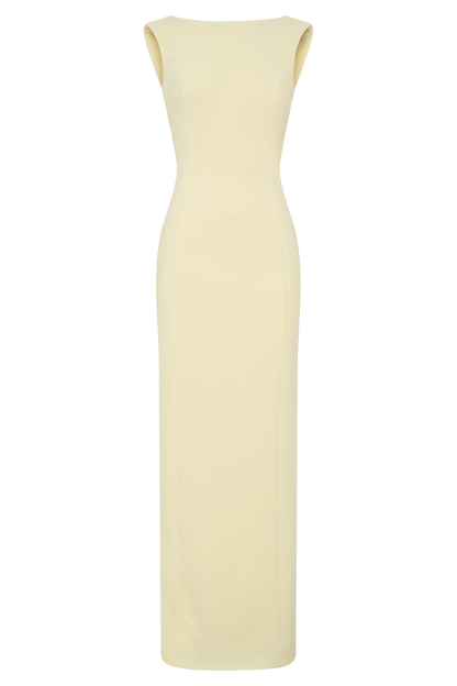 Galilea Crepe Draped Maxi Dress - Lemon