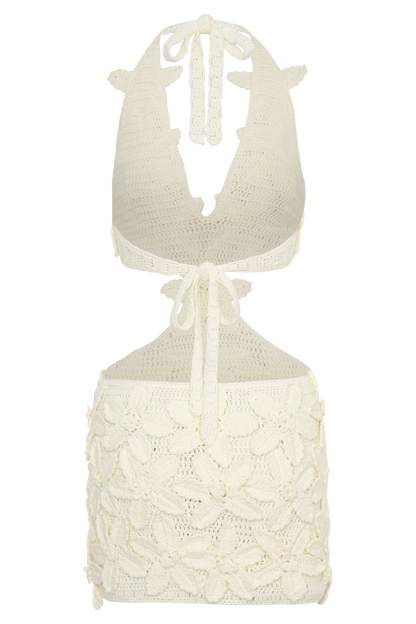 Jaylene Floral Crochet Mini Dress - White