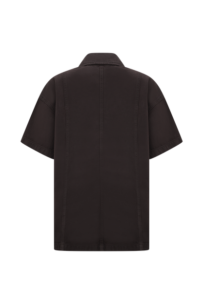 Maya Oversized Denim Shirt - Chocolate