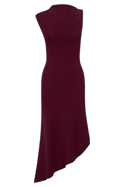Milasandra Pleated Knit Dress - Plum