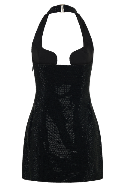 Raina Diamante Halter Mini Dress - Black