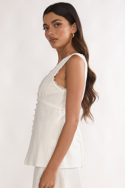 Maribelis Button Front Top White