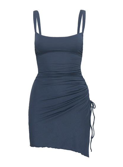 Melda Square Neck Mini Dress Navy Petite