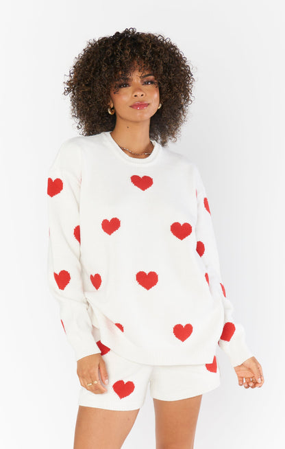 Go To Sweater ~ Tossed Heart Knit Red