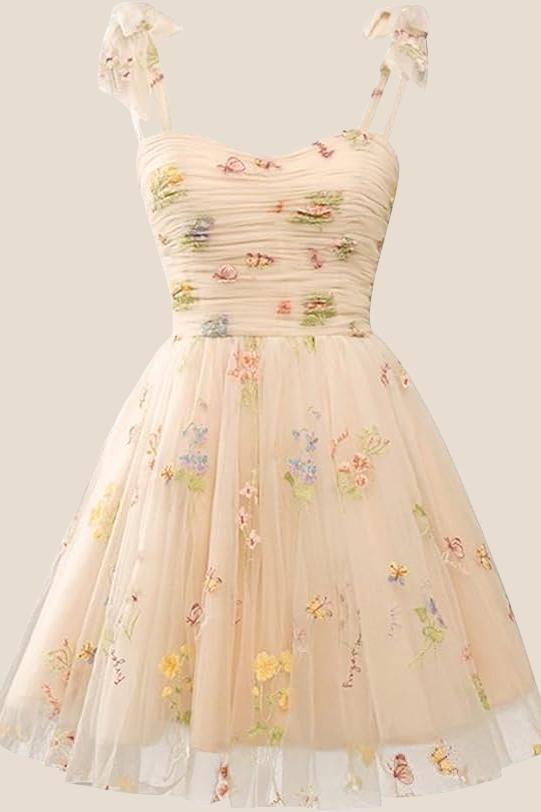 Black A-line Floral Short Princess Dress