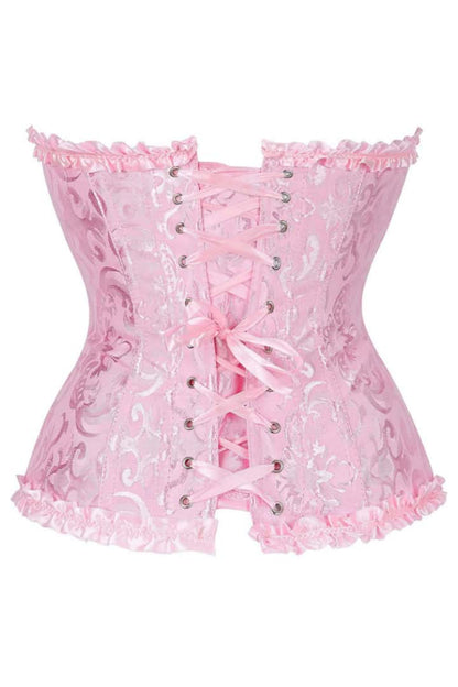 Pink Jacquard Ruffle Bustier Corset