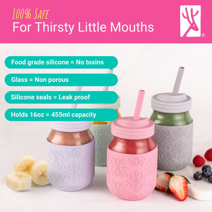 16oz Glass Mason Jar Drinking Tumblers + Food Storage