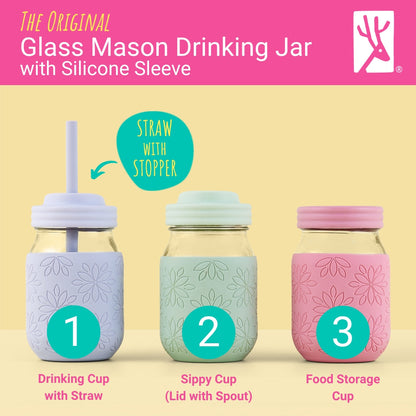 16oz Glass Mason Jar Drinking Tumblers + Food Storage