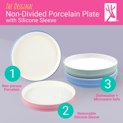 6.7"/16cm Porcelain White Divided Plates with Silicone Sleeves