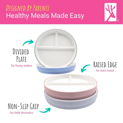 6.7"/16cm Porcelain White Divided Plates with Silicone Sleeves
