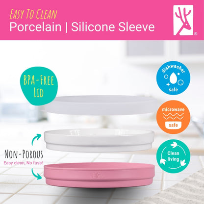 6.7"/16cm Porcelain Divided Plates Suction Sleeve + Lids