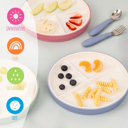 6.7"/16cm Porcelain Divided Plates Suction Sleeve + Lids