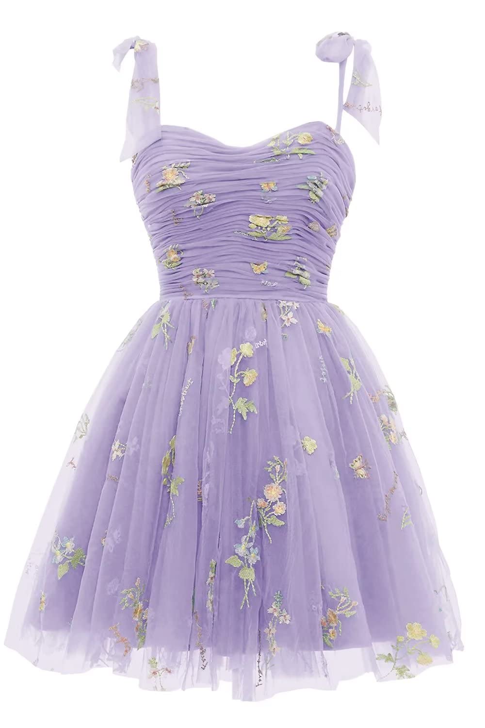 Champagne A-line Floral Short Princess Dress
