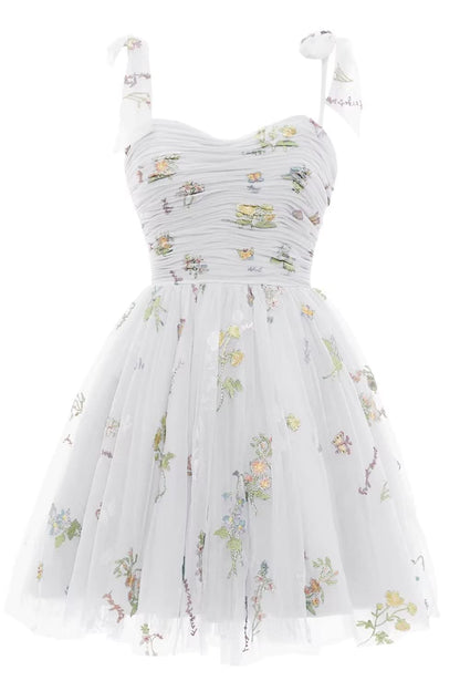 Black A-line Floral Short Princess Dress