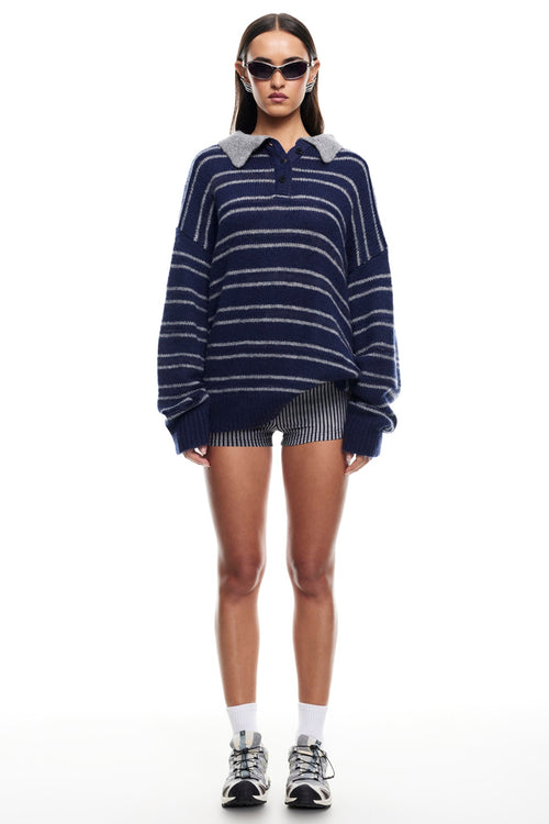 LIONESS Rising Sun Jersey Sweater Navy