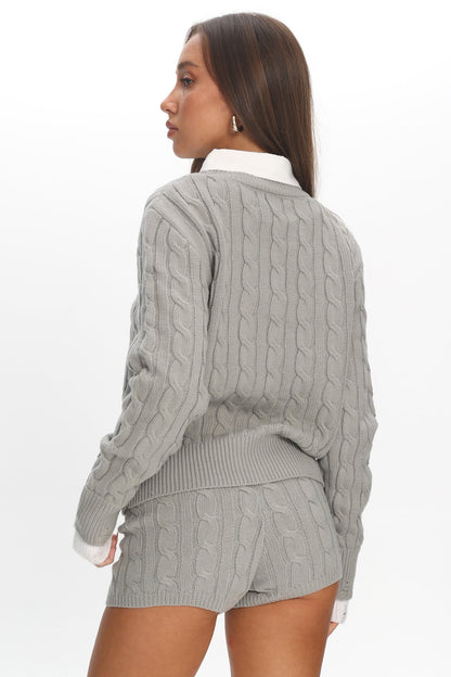 LIONESS Coastal Cable Knit Sweater Cloud