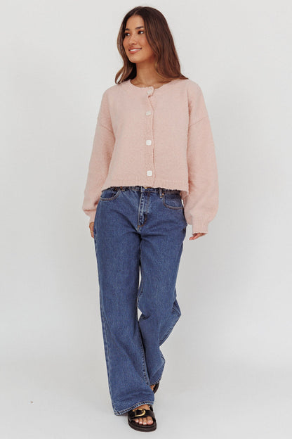Taking Notes Button Front Cardigan Blush