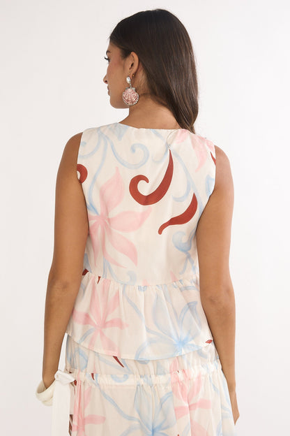 Salty Sea Front Tie Bow Top Floral