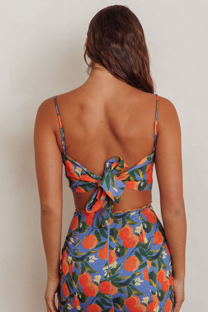 Chamberlain Scallop Trim Crop Top Citrus Orange