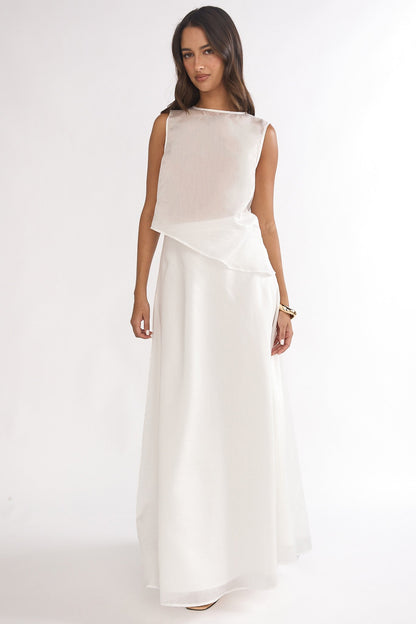 Lemora Asymmetric Hem Top White
