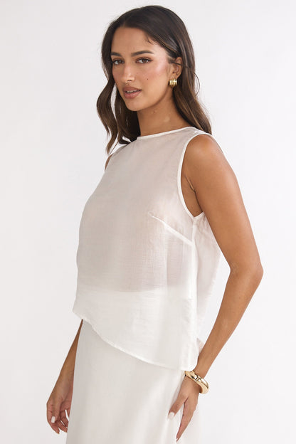Lemora Asymmetric Hem Top White