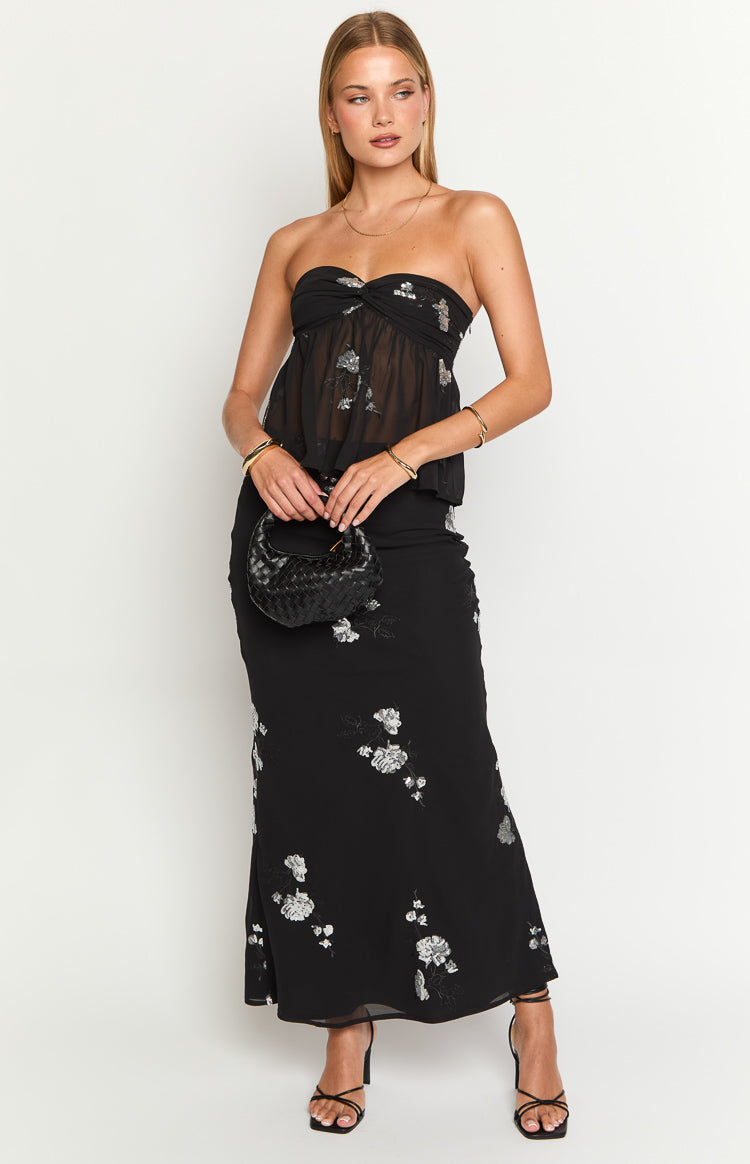 Shyla Black Strapless Top