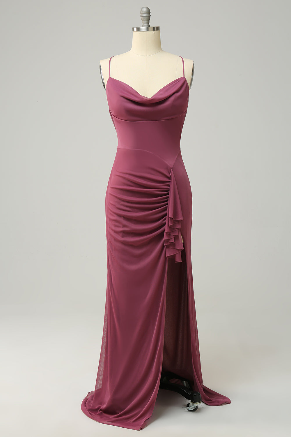 Spaghetti Straps Cross Back Desert Rose Plus Size Bridesmaid Dress