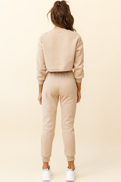 Monterey Long Sleeve Pull String Sweater Tan