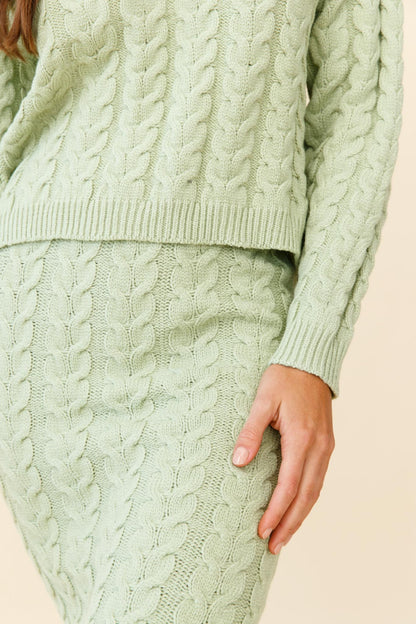 Cozy Up Cable Knit Sweater Green