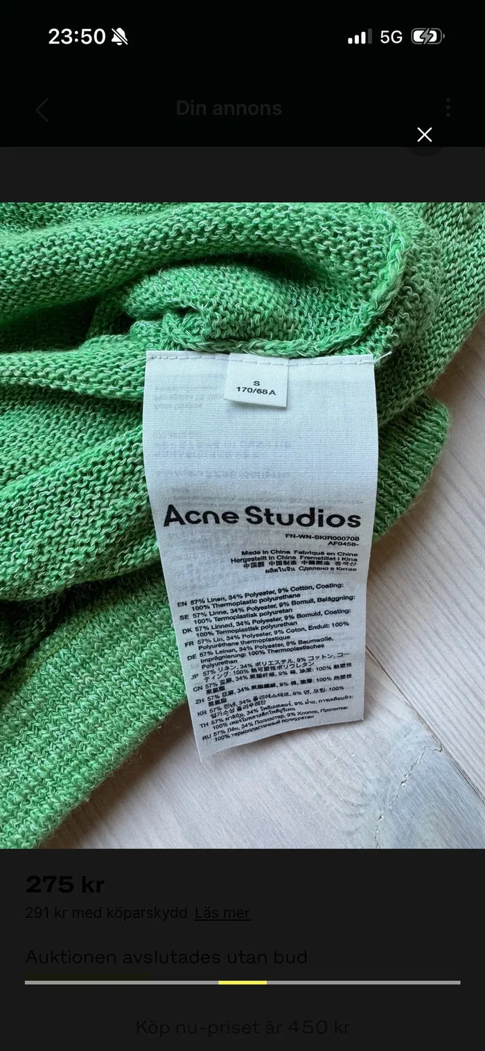 Acne Studios-linnekjol NWOT