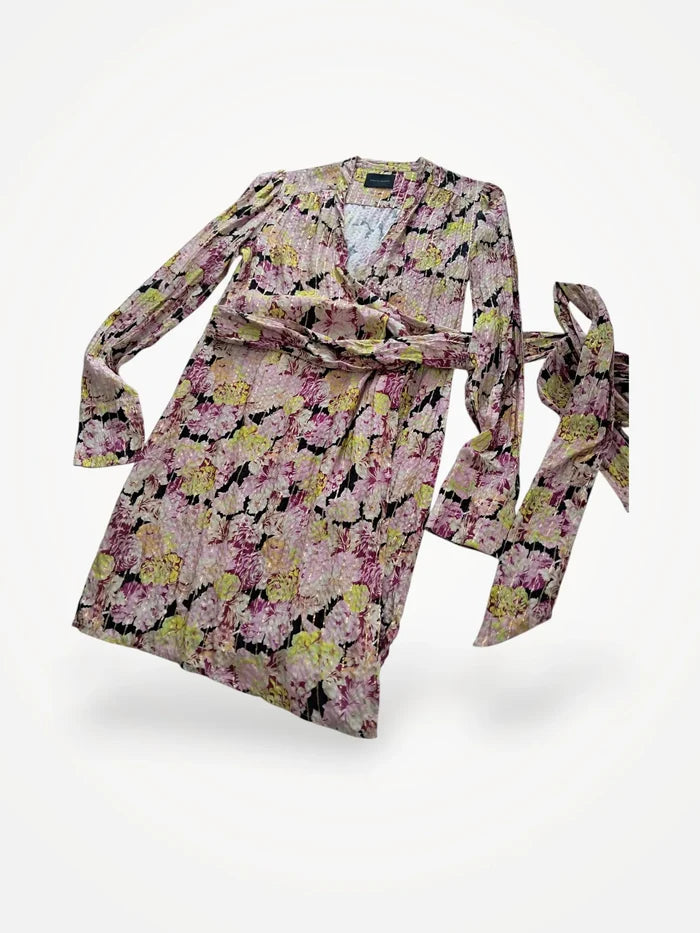 Birgitte Herskind Alice Silk Floral Wrap Mini-sidenklänning