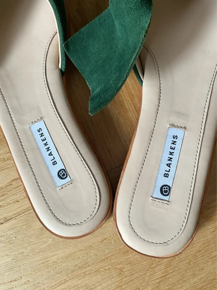 Blankens The Rhodes Green-skinnsandaler NWOT