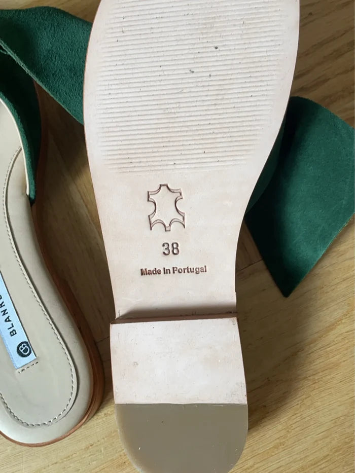 Blankens The Rhodes Green-skinnsandaler NWOT