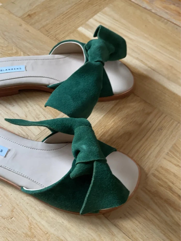 Blankens The Rhodes Green-skinnsandaler NWOT