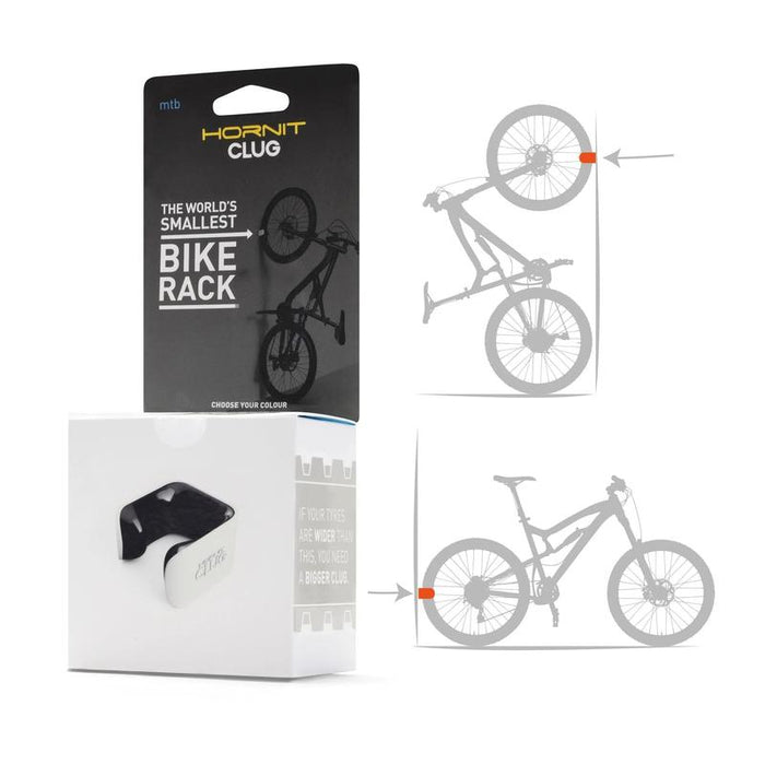 Clug Wall Mount Bicycle Storage Rack, White/Black, MTB (for 1.75"-2.25" tires)