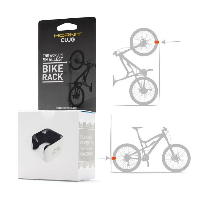 Clug Wall Mount Bicycle Storage Rack, White/Black, MTB XL (for 2.3"-2.7" tires)