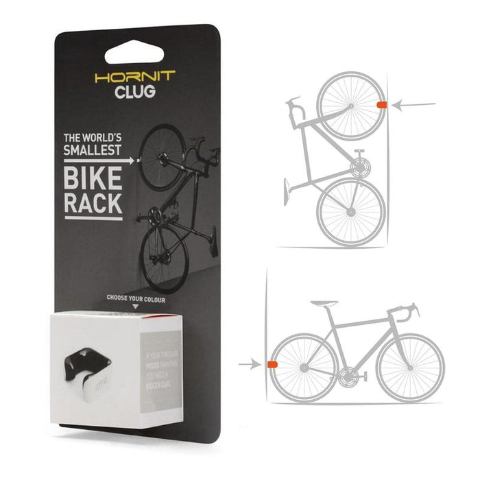 Clug Wall Mount Bicycle Storage Rack, White/Black, Hybrid/Gravel/Commuter (for 33mm-43mm tires)