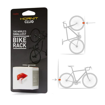 Clug Wall Mount Bicycle Storage Rack, White/Orange, Roadie (for 23mm-32mm tires)