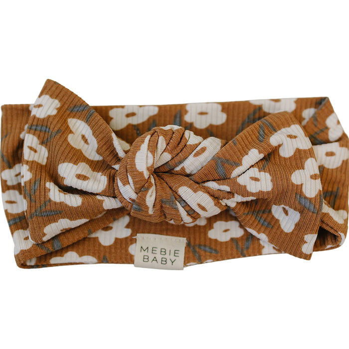Mustard Floral Ribbed Bamboo Head Wrap