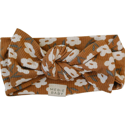Mustard Floral Ribbed Bamboo Head Wrap