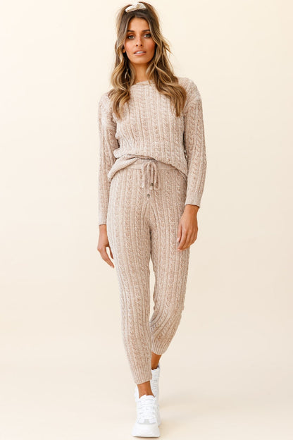 Kansas Long Sleeve Cable Knit Sweater Brown